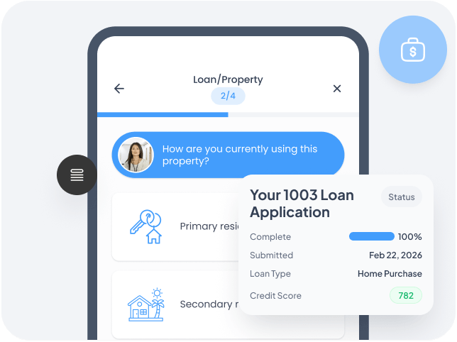 Customizable 1003 loan application with interview-style questionnaire