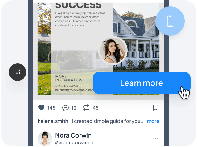 Call-to-action social posts driving prospects to optimized lead magnet landing pages