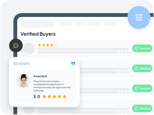 Customer reviews and testimonials displayed on a mortgage website