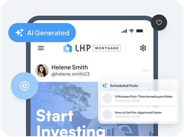 AI-generated social media posts driving engagement and nurturing mortgage leads