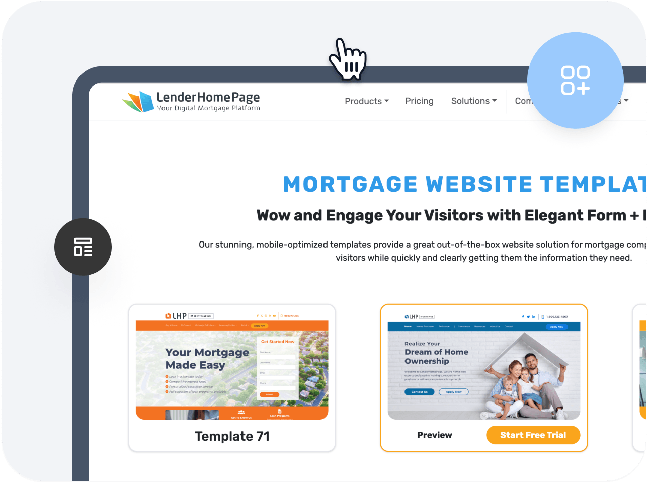 Mortgage website templates built with AI-powered website builder for lead generation and SEO